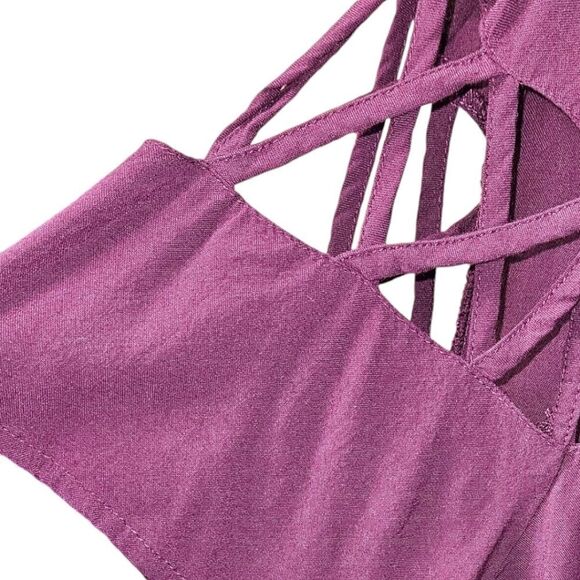 TORRID New PURPLE LATTICE Short Sleeve Challis Trapeze Mini Dress M/L - Picture 5 of 16